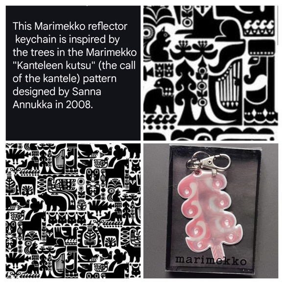 NWT Marimekko "Kanteleen Kutsu Kuusi" Puffy Red Tree Reflective Keychain - Picture 3 of 5